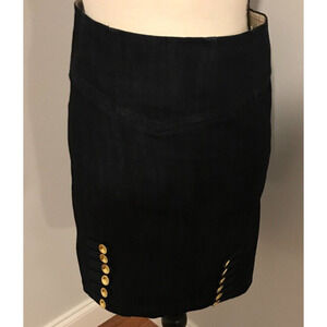 Anthropologie Leifsdottir Women's Gold Button Denim Skirt - Size Two (2)